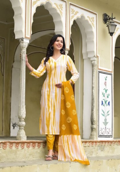 Buy cottan kurti with printed dupatta 3 Piece Kurti Set