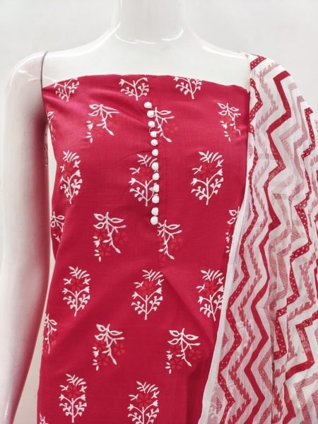 Buy Red Color Cotton Slub Print Dress Material Collection At Wholesale Rate Color Set Matching Dress Material Wholesale