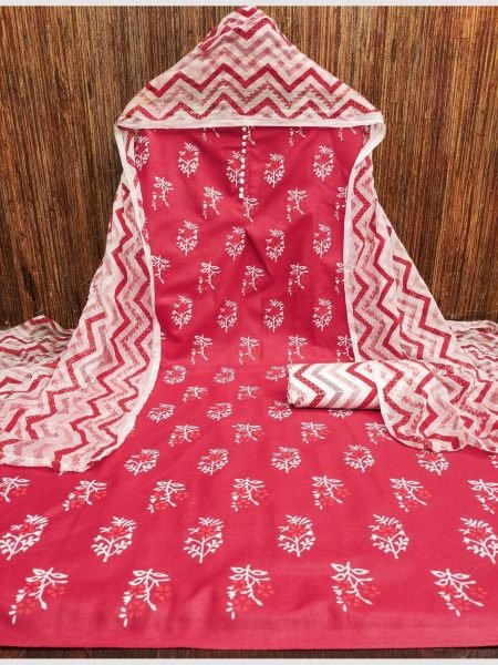 Buy Red Color Cotton Slub Print Dress Material Collection At Wholesale Rate Color Set Matching Dress Material Wholesale