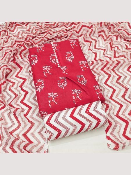 Buy Red Color Cotton Slub Print Dress Material Collection At Wholesale Rate Color Set Matching Dress Material Wholesale