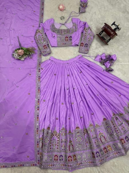  Elegant Natural Crepe Silk Designer Lehenga Choli with Intricate Embroidery Multi-Color Options Available at Best Price Designer Lehenga Choli