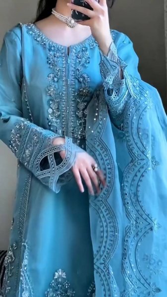 Buy Embroidered Georgette Cutwork Suit 3Pc Partywear Collection Ready To Wear Collection