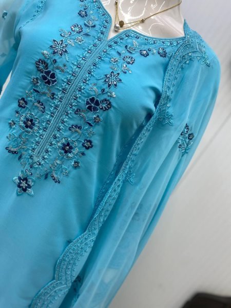 Buy Embroidered Georgette Cutwork Suit 3Pc Partywear Collection Ready To Wear Collection
