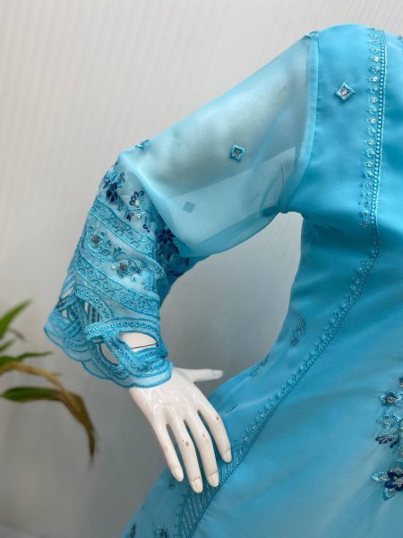 Buy Embroidered Georgette Cutwork Suit 3Pc Partywear Collection Ready To Wear Collection