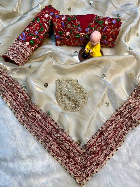 Buy Jimmy Choo Saree with Multi Thread Embroidered Blouse At Manufacturer Price JIMMY CHOO SAREE