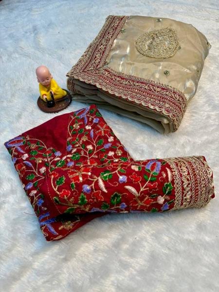 Buy Jimmy Choo Saree with Multi Thread Embroidered Blouse At Manufacturer Price JIMMY CHOO SAREE