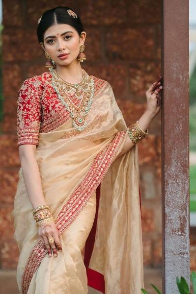 Buy Jimmy Choo Saree with Multi Thread Embroidered Blouse At Manufacturer Price JIMMY CHOO SAREE