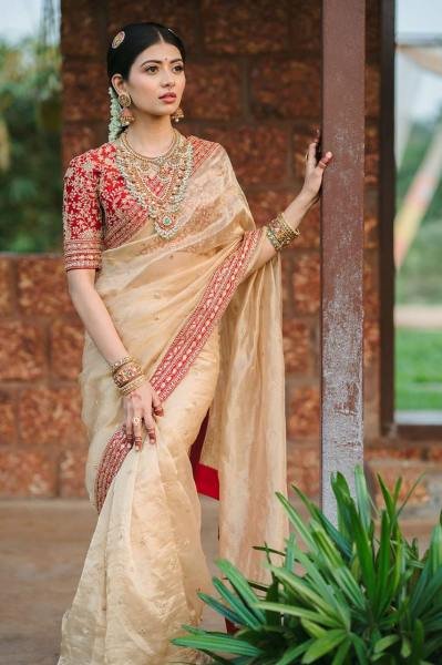 Buy Jimmy Choo Saree with Multi Thread Embroidered Blouse At Manufacturer Price JIMMY CHOO SAREE