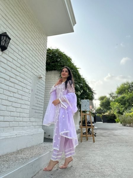 Buy Lavender Kurti  sets for Women by Wholesale Rate 3 Piece Kurti Set