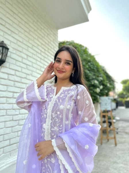 Buy Lavender Kurti  sets for Women by Wholesale Rate 3 Piece Kurti Set