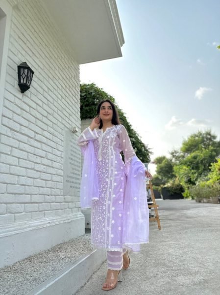 Buy Lavender Kurti  sets for Women by Wholesale Rate 3 Piece Kurti Set