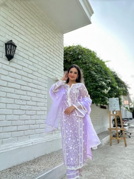 Buy Lavender Kurti  sets for Women by Wholesale Rate 3 Piece Kurti Set