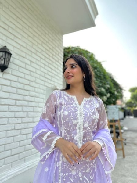 Buy Lavender Kurti  sets for Women by Wholesale Rate 3 Piece Kurti Set