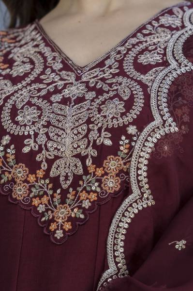 Buy Maroon Embroidered Anarkali Kurta with Pants and Dupatta Anarkali Kurtis 