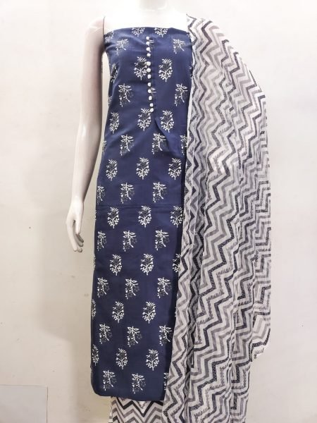 Buy Navy Blue Cotton Slub Print Dress Material Collection At Wholesale Rate Color Set Matching Dress Material Wholesale