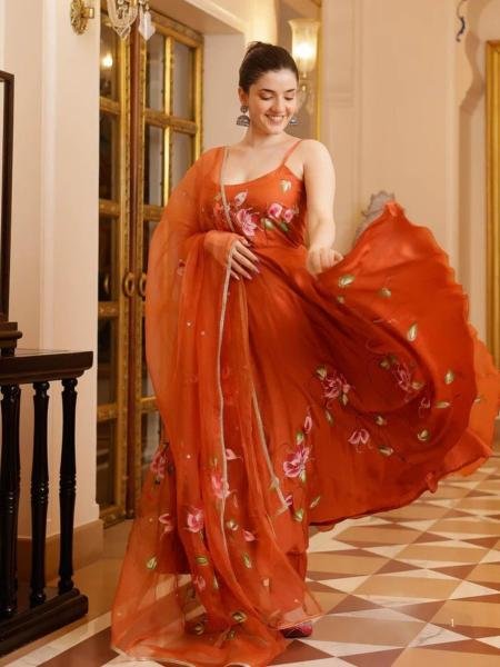 Buy Orange Printed Georgette Anarkali Kurti Set At Manufacturing Rates  Georgette Kurti 