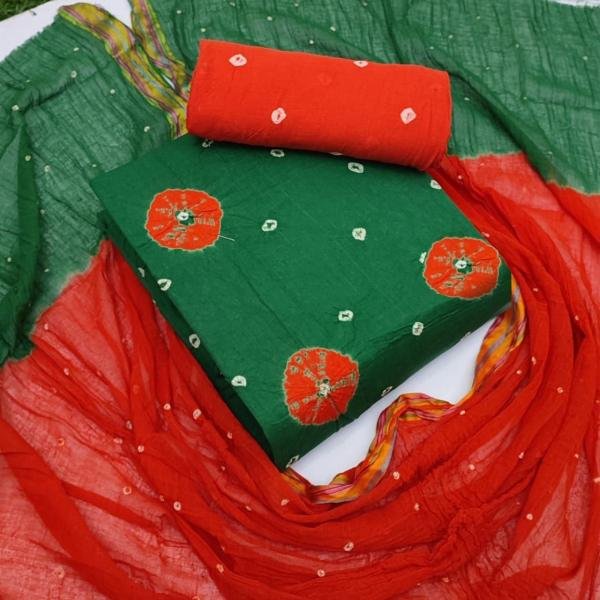 Buy Premium Bandhej Bandhani Cotton Dress Material – 100% Authentic Fabric Bandhani Dress Material