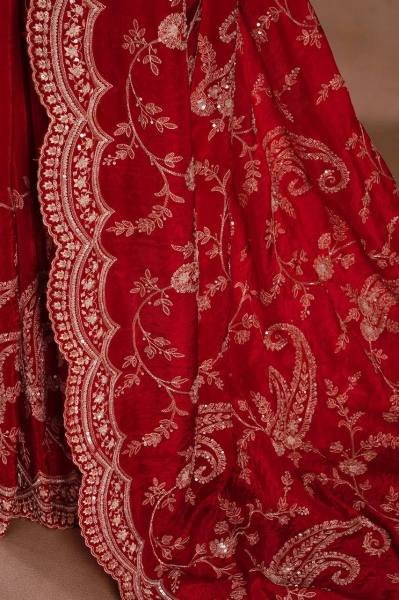 Buy Red Vichitra Silk Saree with Sequin, Thread Work With Unstitched Blouse Silk Sarees Wholesale