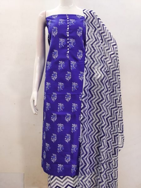 Buy Royal Blue Cotton Slub Print Dress Material Collection At Wholesale Rate Color Set Matching Dress Material Wholesale