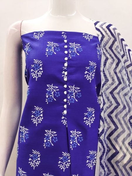 Buy Royal Blue Cotton Slub Print Dress Material Collection At Wholesale Rate Color Set Matching Dress Material Wholesale