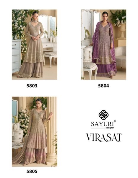  Buy Sayuri Virasat Georgette Sharara Luxury Wedding Wear Catalog Wedding Bridal Dress Wholesale