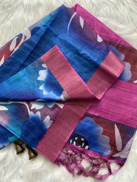 Buy Soft Tussar Silk Saree With Attractive Slub Texture And Printed Blouse at Best Rate For Woman  Silk Sarees Wholesale