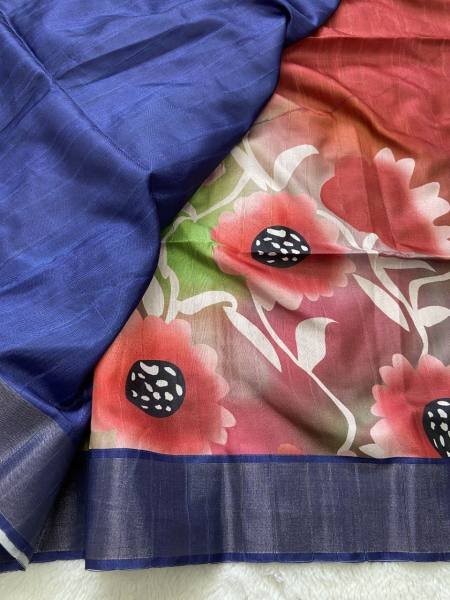 Buy Soft Tussar Silk Saree With Attractive Slub Texture And Printed Blouse at Best Rate For Woman  Silk Sarees Wholesale