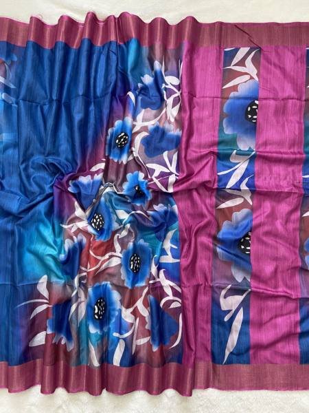 Buy Soft Tussar Silk Saree With Attractive Slub Texture And Printed Blouse at Best Rate For Woman  Silk Sarees Wholesale