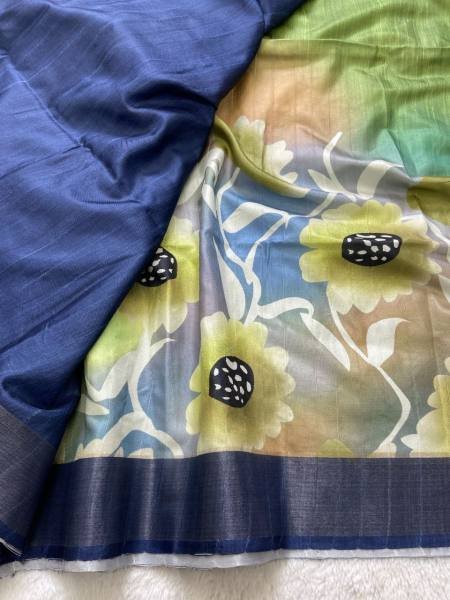 Buy Soft Tussar Silk Saree With Attractive Slub Texture And Printed Blouse at Best Rate For Woman  Silk Sarees Wholesale