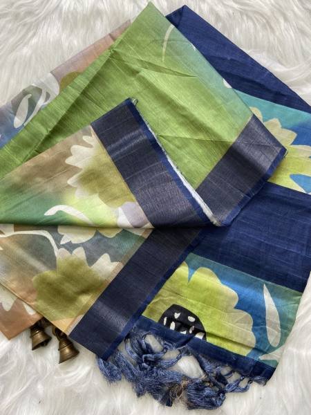 Buy Soft Tussar Silk Saree With Attractive Slub Texture And Printed Blouse at Best Rate For Woman  Silk Sarees Wholesale