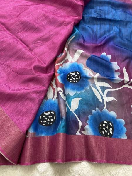 Buy Soft Tussar Silk Saree With Attractive Slub Texture And Printed Blouse at Best Rate For Woman  Silk Sarees Wholesale