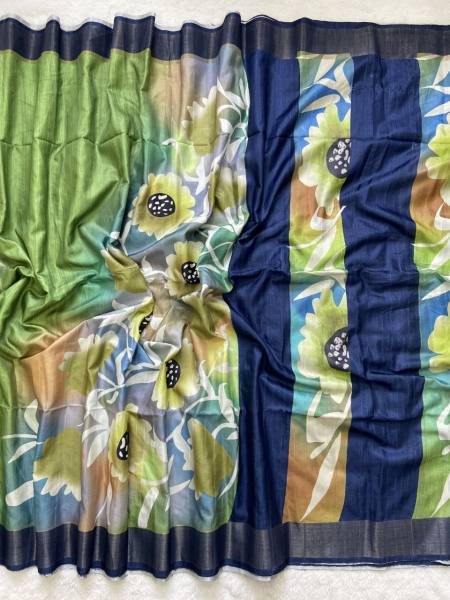 Buy Soft Tussar Silk Saree With Attractive Slub Texture And Printed Blouse at Best Rate For Woman  Silk Sarees Wholesale