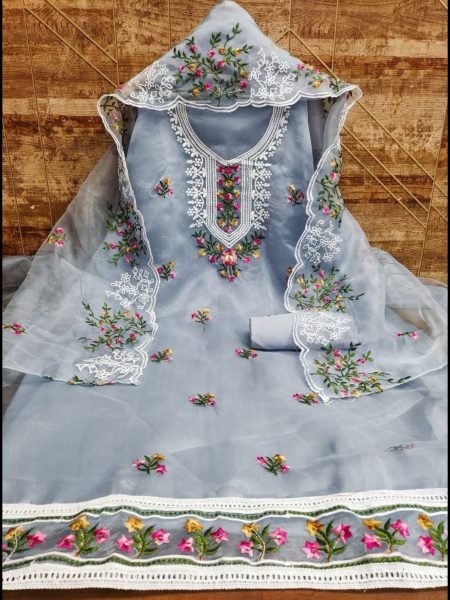 Buy Stylish Organza Salwar Suits for Women Color Set Matching Dress Material Wholesale
