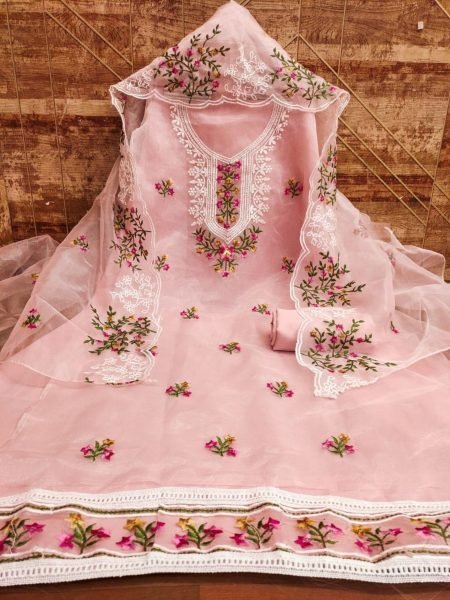 Buy Stylish Organza Salwar Suits for Women Color Set Matching Dress Material Wholesale