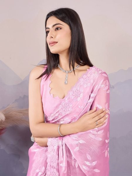 C Pallu Embroidery With Sequence Silk Saree Collection  Silk Sarees Wholesale