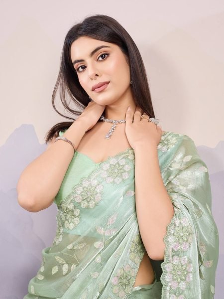 C Pallu Embroidery With Sequence Silk Saree Collection  Silk Sarees Wholesale