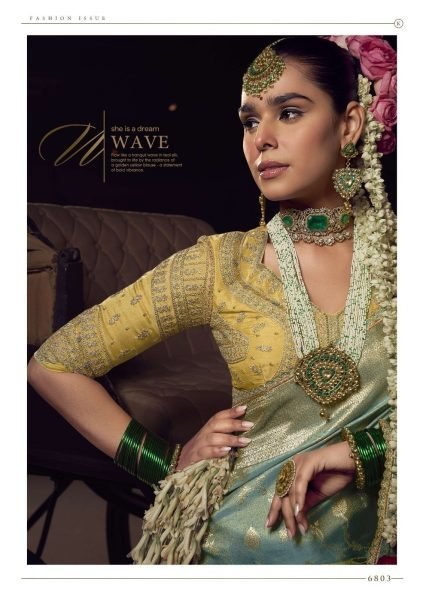 Calzora Sky Blue Banarasi Tissue Silk Handloom Saree For Wedding Banarasi Saree Wholesale