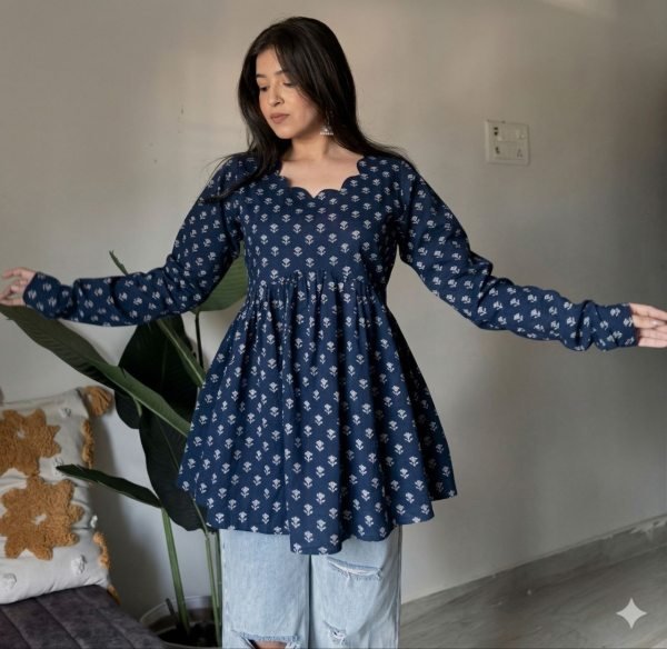 Captivating Blue Designer Heavy Rayon Print Kurta Style One Piece Dress For Festival Tunics kurti