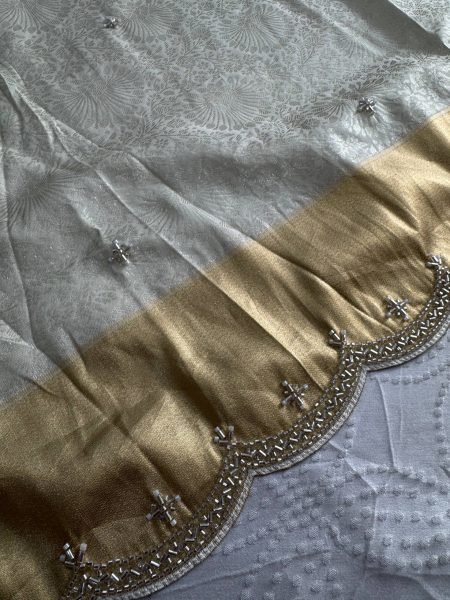 Captivating Cream Bridal Kanjivarm Silk Saree with Beads and Sequin Butta at Wholesale Rate Silk Sarees Wholesale