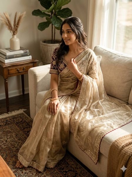 Captivating Cream Women Soft Frendy Satin Saree with Designer Corset Blouse Designer Wedding Sarees Wholesale