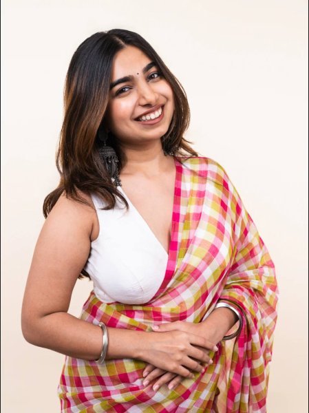 Captivating Hot Pink Linen Cotton Check Print Digital Printed Saree at Wholesale Rate Printed Cotton Sarees Wholesale