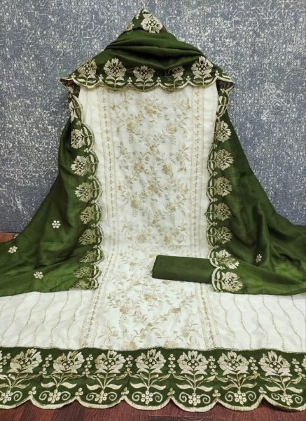 Captivating Mahendi Green Elegant Vichitra Silk Suit with Multi All Over Work for Women Color Set Matching Dress Material Wholesale