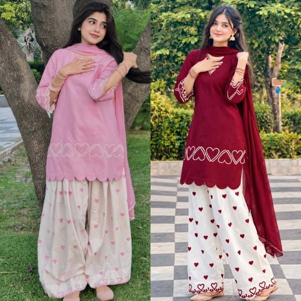 Captivating Maroon Designer Heavy Roman Silk Top with Farshi Salwar and Dupatta Ready To Wear Collection