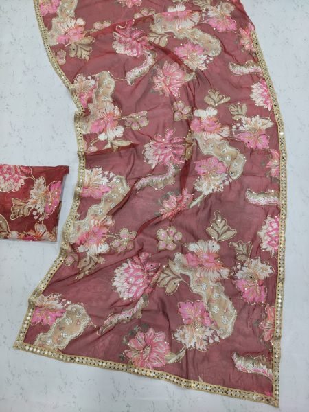 Captivating Maroon Tabby Silk Printed Saree with Handwork Mirror Blouse at Factory Price Silk Sarees Wholesale