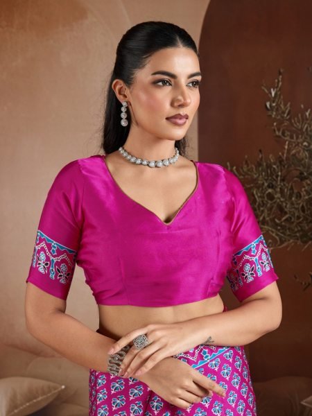 Captivating Pink Ajrakh Digital Print Soft Satin Georgette Saree for Women Georgette Sarees Wholesale