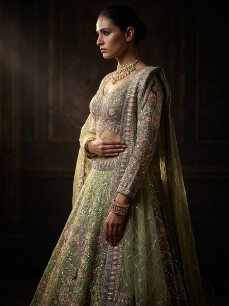 Captivating Pista Sequins Work Lehenga for Wedding and Reception Wear Bridal Lehenga Choli