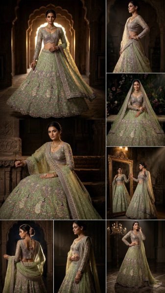 Captivating Pista Sequins Work Lehenga for Wedding and Reception Wear Bridal Lehenga Choli