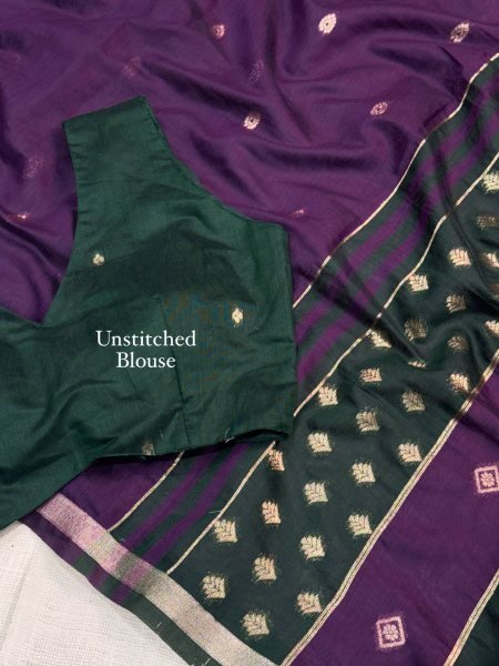 Captivating Purple Maheshwari Cotton Saree with Contrast Floral Border For Festival Printed Cotton Sarees Wholesale