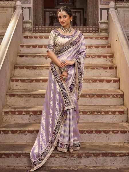 Captivating Purple Sakshi Viscose Kanchipuram Saree with Handwork For Wedding 