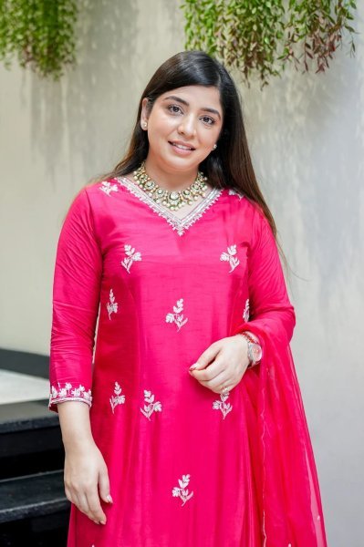 Captivating Rani Pink Embroidered Muslin Salwar Suit with Dupatta  Anarkali Kurtis 